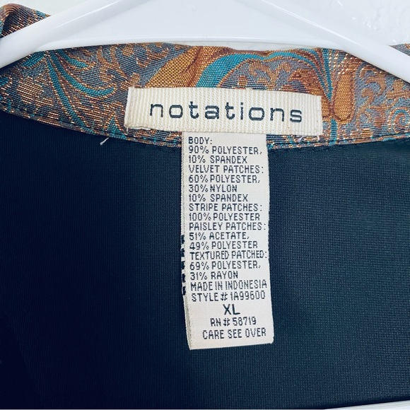 Notations Vintage Boho Artsy Floral Velvet Patchwork Button Front Jacket XL - Picture 6 of 6